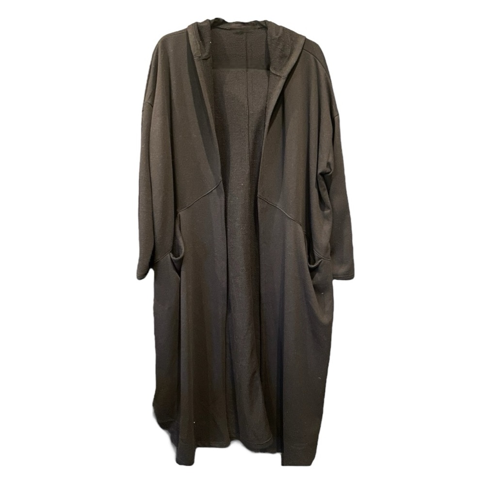 Long Hooded Open-Front Women's Sweater Cardigan - Black